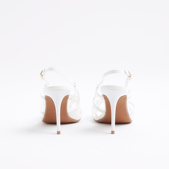 River Island Womens White Caged Square Toe Heels - Image 3