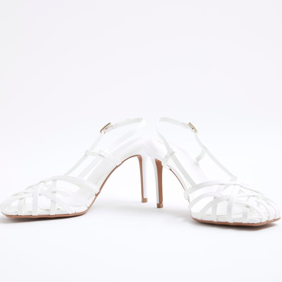 River Island Womens White Caged Square Toe Heels - Image 4