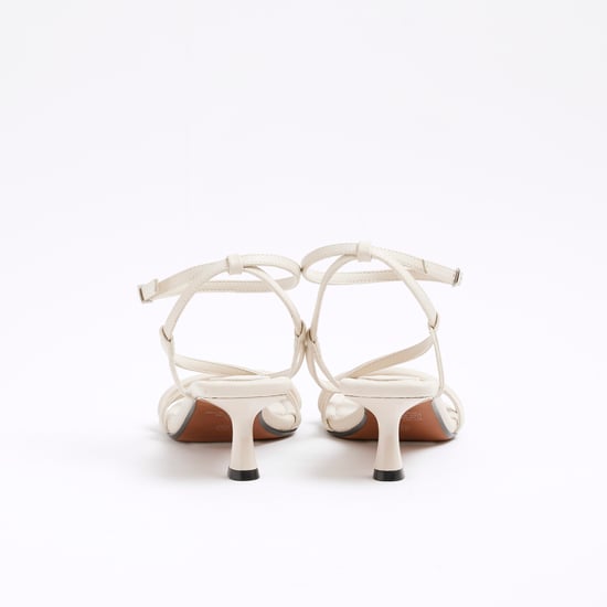River Island Womens Sandals Beige Kitten Heel Strappy - Image 3