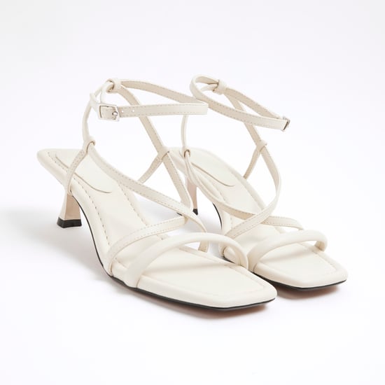River Island Womens Sandals Beige Kitten Heel Strappy - Image 4