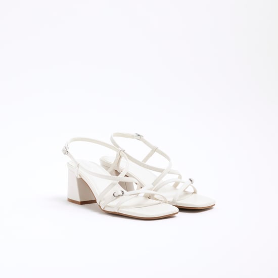 River Island Womens Sandals White Strappy Block Heel - Image 2