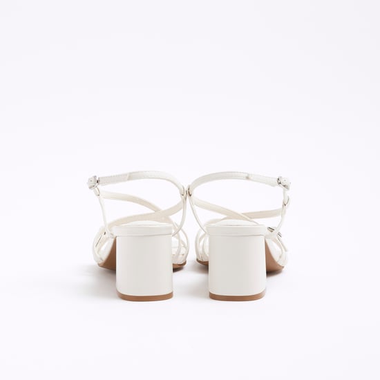 River Island Womens Sandals White Strappy Block Heel - Image 3