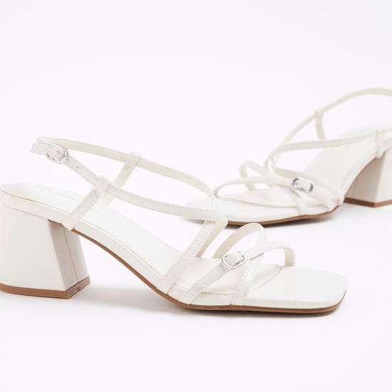 River Island Womens Sandals White Strappy Block Heel - Image 4