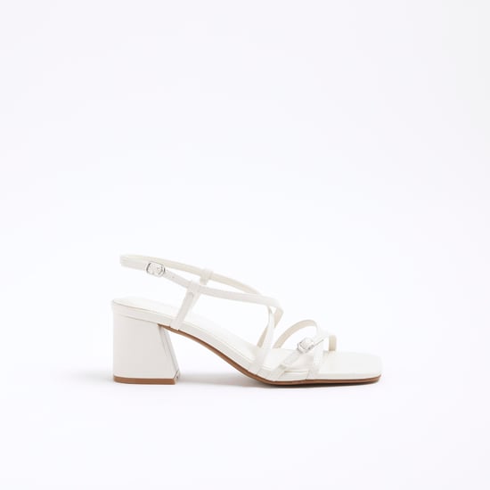 River Island Womens Sandals White Strappy Block Heel - Image 5