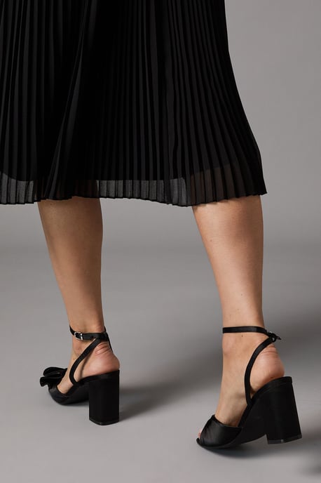 Wide Fit Tina Satin Soft Ruffle High Block Heel Sandals - Image 3
