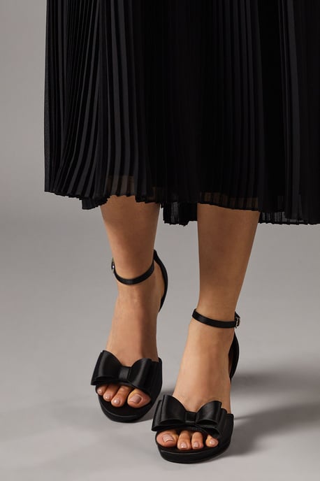 Tala Satin Structured Bow High Heel Platform Sandals - Image 2