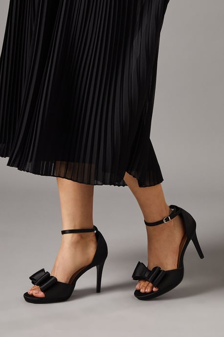 Tala Satin Structured Bow High Heel Platform Sandals - Image 3
