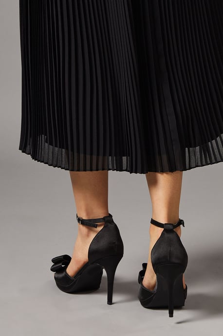 Tala Satin Structured Bow High Heel Platform Sandals - Image 4