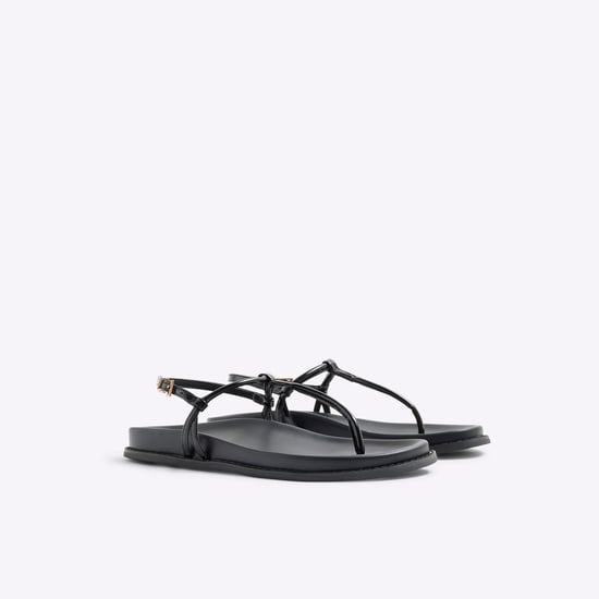 River Island Womens Sandals Black Toe Thong Footbed - Image 2