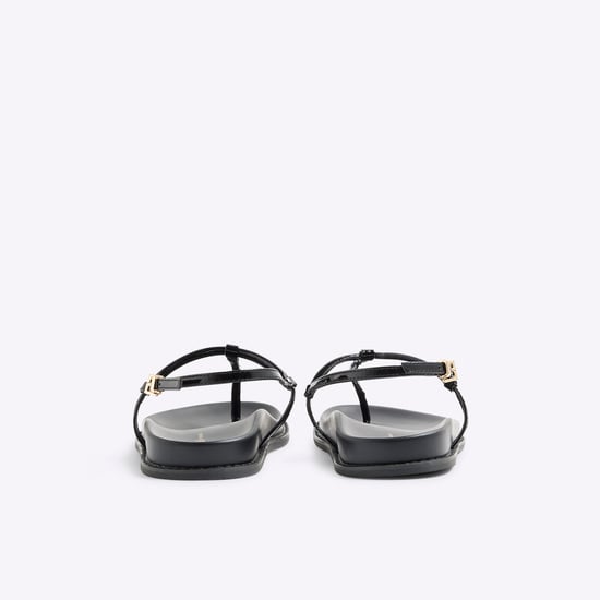 River Island Womens Sandals Black Toe Thong Footbed - Image 3