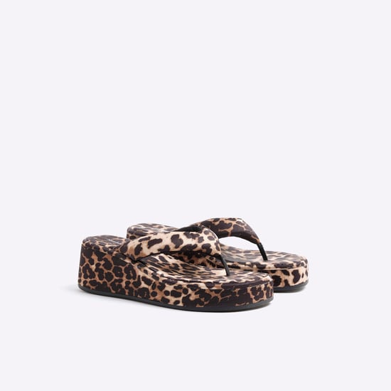 River Island Womens Sandals Brown Toe Thong Leopard Print - Image 2