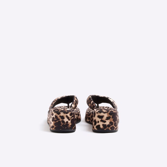 River Island Womens Sandals Brown Toe Thong Leopard Print - Image 3