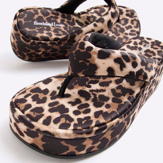 River Island Womens Sandals Brown Toe Thong Leopard Print - Image 4