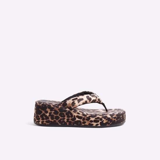 River Island Womens Sandals Brown Toe Thong Leopard Print - Image 5