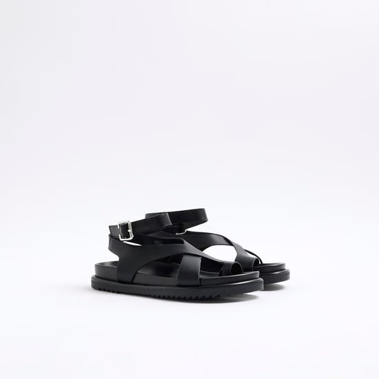 River Island Womens Sandals Black Cross Over Footbed - Image 2