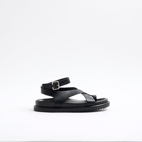 River Island Womens Sandals Black Cross Over Footbed - Image 5