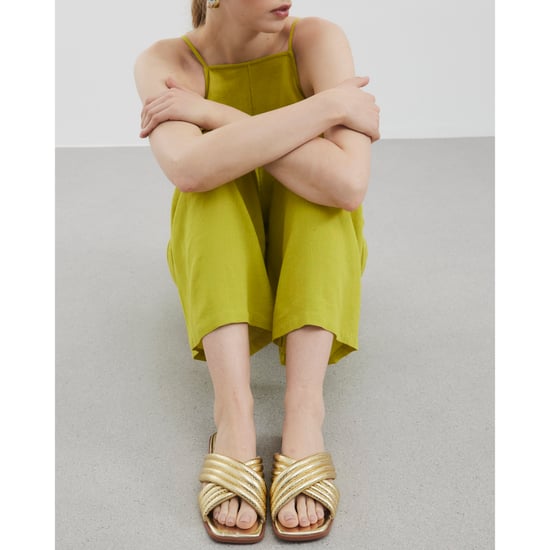 River Island Womens Sandals Gold Padded Cross Strap Mule - Image 1