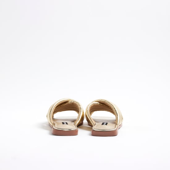 River Island Womens Sandals Gold Padded Cross Strap Mule - Image 2