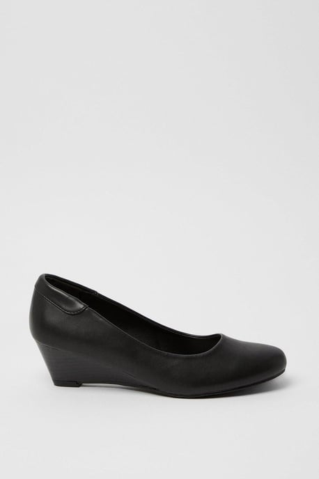 Good For The Sole: Cerys Comfort Low Wedge Heel Court Shoes - Image 2