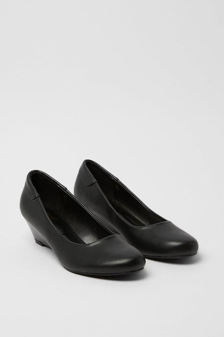 Good For The Sole: Cerys Comfort Low Wedge Heel Court Shoes - Image 3