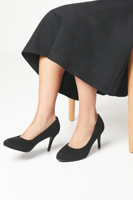Good For The Sole: Wide Fit Elsa Almond Toe Stiletto Heel Court Shoes - Image 1