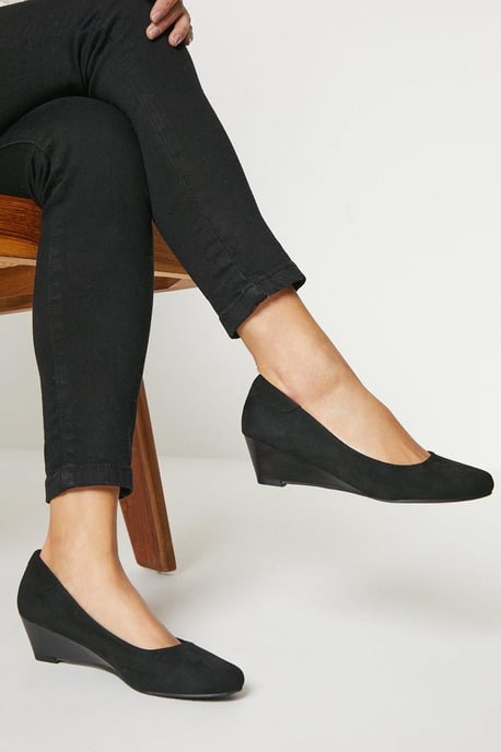 Good For The Sole: Cerys Comfort Low Wedge Heel Court Shoes - Image 1