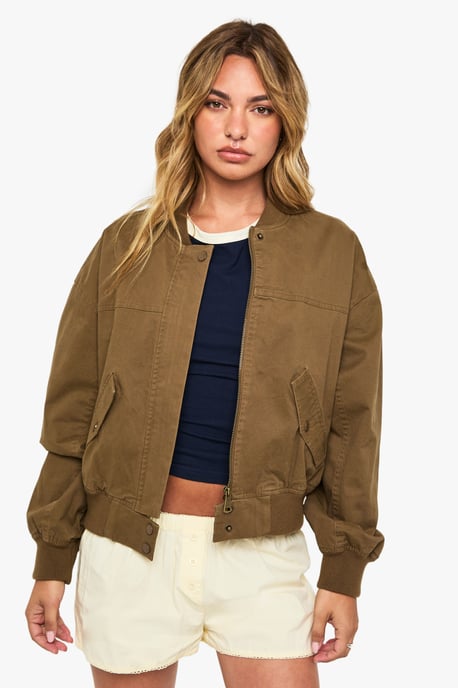 Collarless Bomber Jacket - Image 1