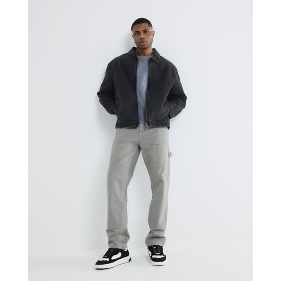 River Island Mens Straight Jeans Grey Leg Carpenter - Image 2