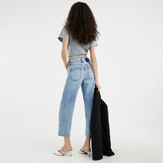 River Island Womens Straight Jeans Blue High Waisted Relaxed Crop - Image 3