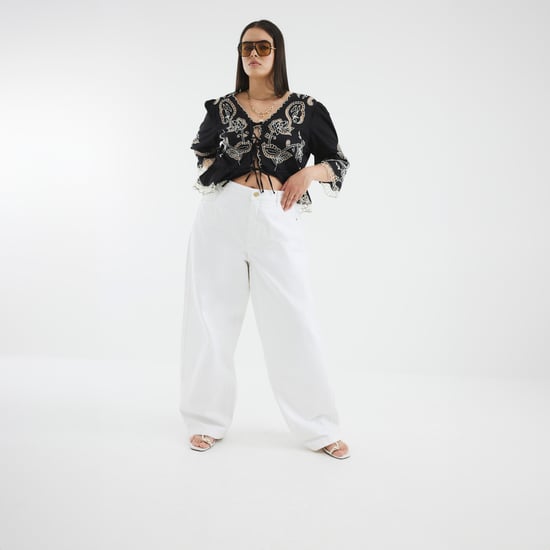 River Island Womens White Denim Barrel Jeans - Image 4