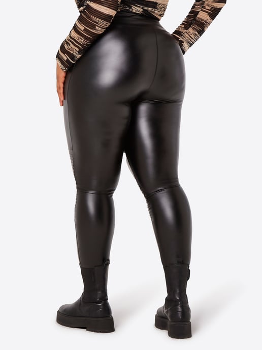 Apricot Leather Look Biker Leggings - Image 3