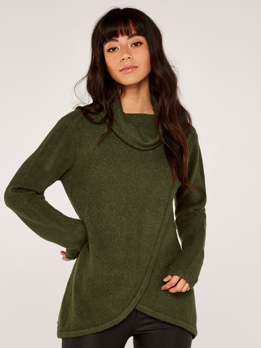 Apricot Roll Neck Wrap Jumper - Image 1