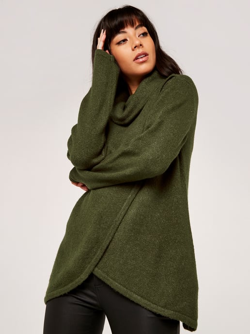 Apricot Roll Neck Wrap Jumper - Image 3