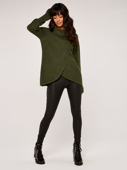 Apricot Roll Neck Wrap Jumper - Image 4