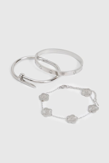 3 Pack Silver Detail Bracelets - Image 2