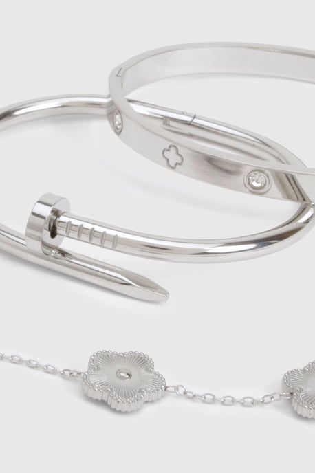 3 Pack Silver Detail Bracelets - Image 3