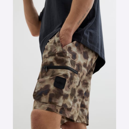 River Island Mens Brown Camouflage Cargo Shorts - Image 4