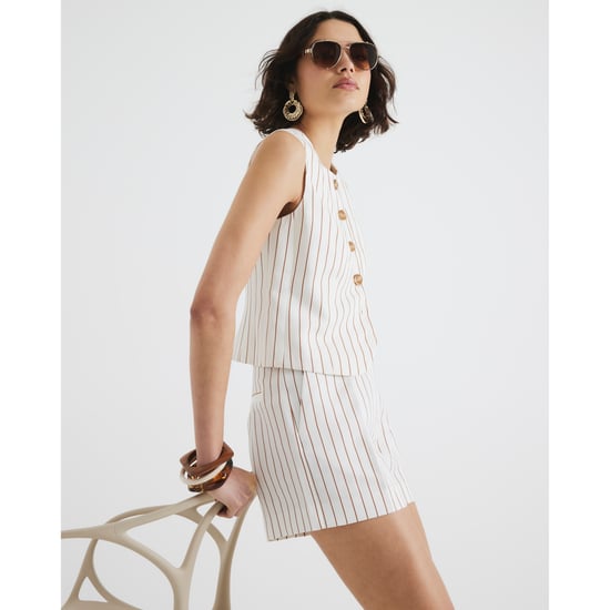River Island Womens White Stripe Longline Belted Shorts - Image 4