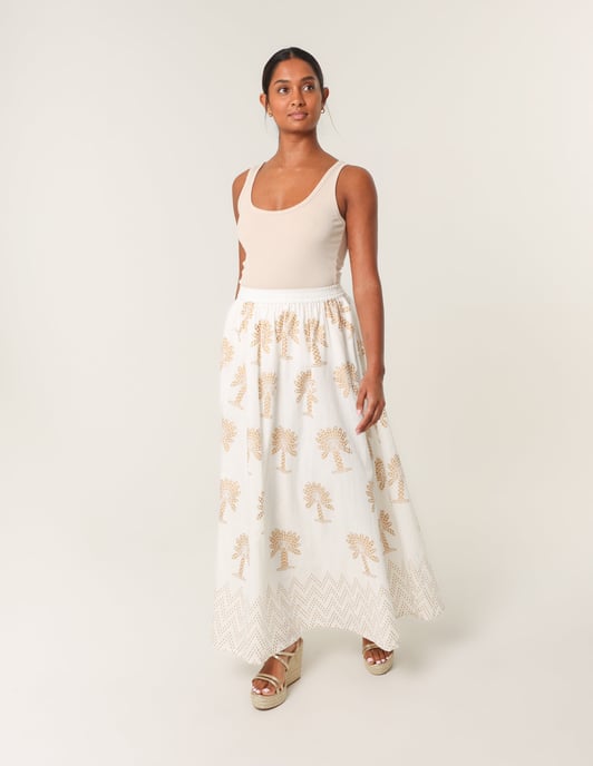 Gold Palm Print Circle Skirt - Image 1