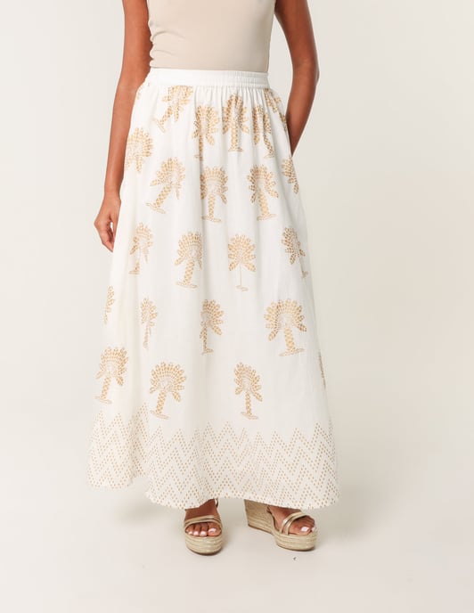 Gold Palm Print Circle Skirt - Image 3