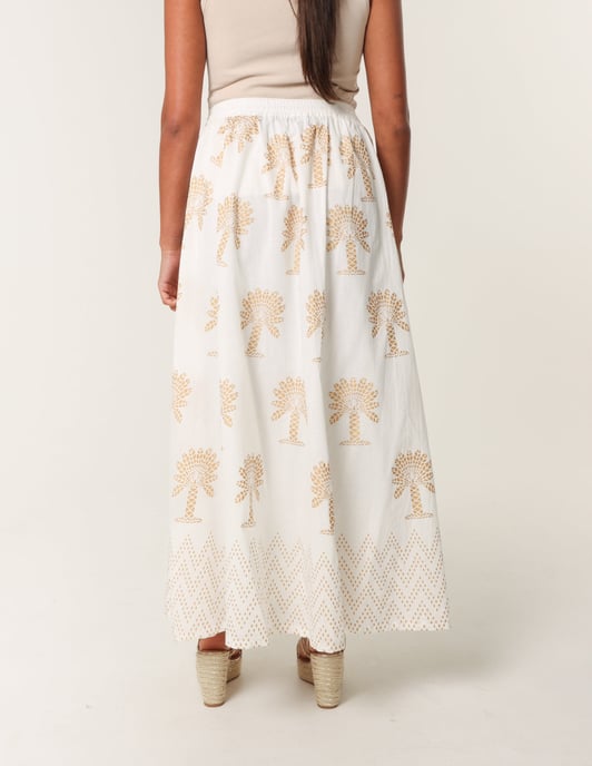 Gold Palm Print Circle Skirt - Image 4