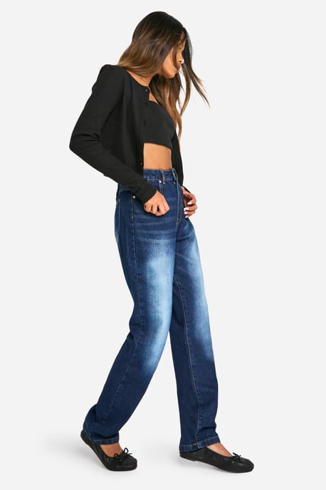 Basics 32 Inch Leg High Waisted Straight Leg Jeans
