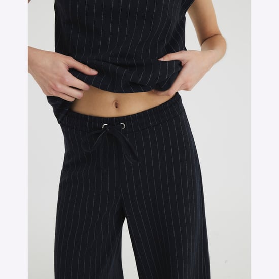 River Island Womens Trousers Navy Drawstring Pinstripe - Image 2