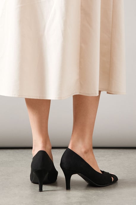 Good For The Sole: Wide Fit Honey Peep Toe Court Shoes - Image 3