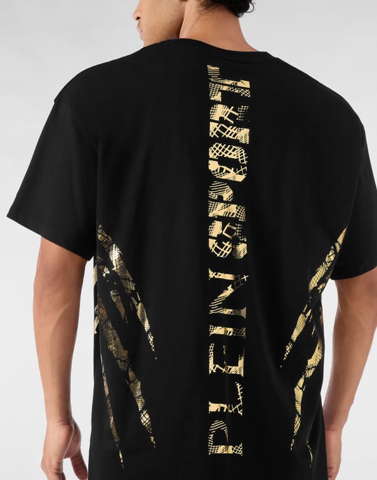 Rundhalsad t-shirt i bomull med linjer - Image 4