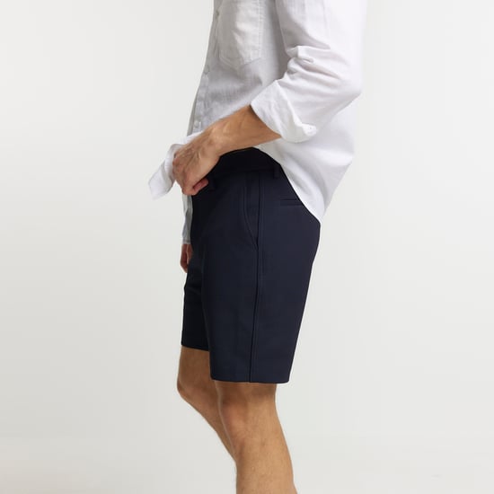 River Island Mens Navy Slim Fit Waffle Shorts - Image 1