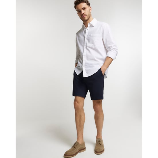 River Island Mens Navy Slim Fit Waffle Shorts - Image 5