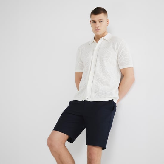 River Island Mens Navy Slim Fit Belted Chino Shorts - Image 1
