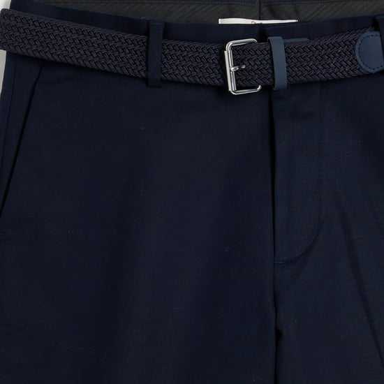River Island Mens Navy Slim Fit Belted Chino Shorts - Image 4