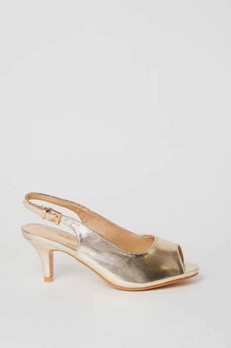 Good For The Sole: Wide Fit Evelyn Peep Toe Sling Back Heeled Sandals - Image 2